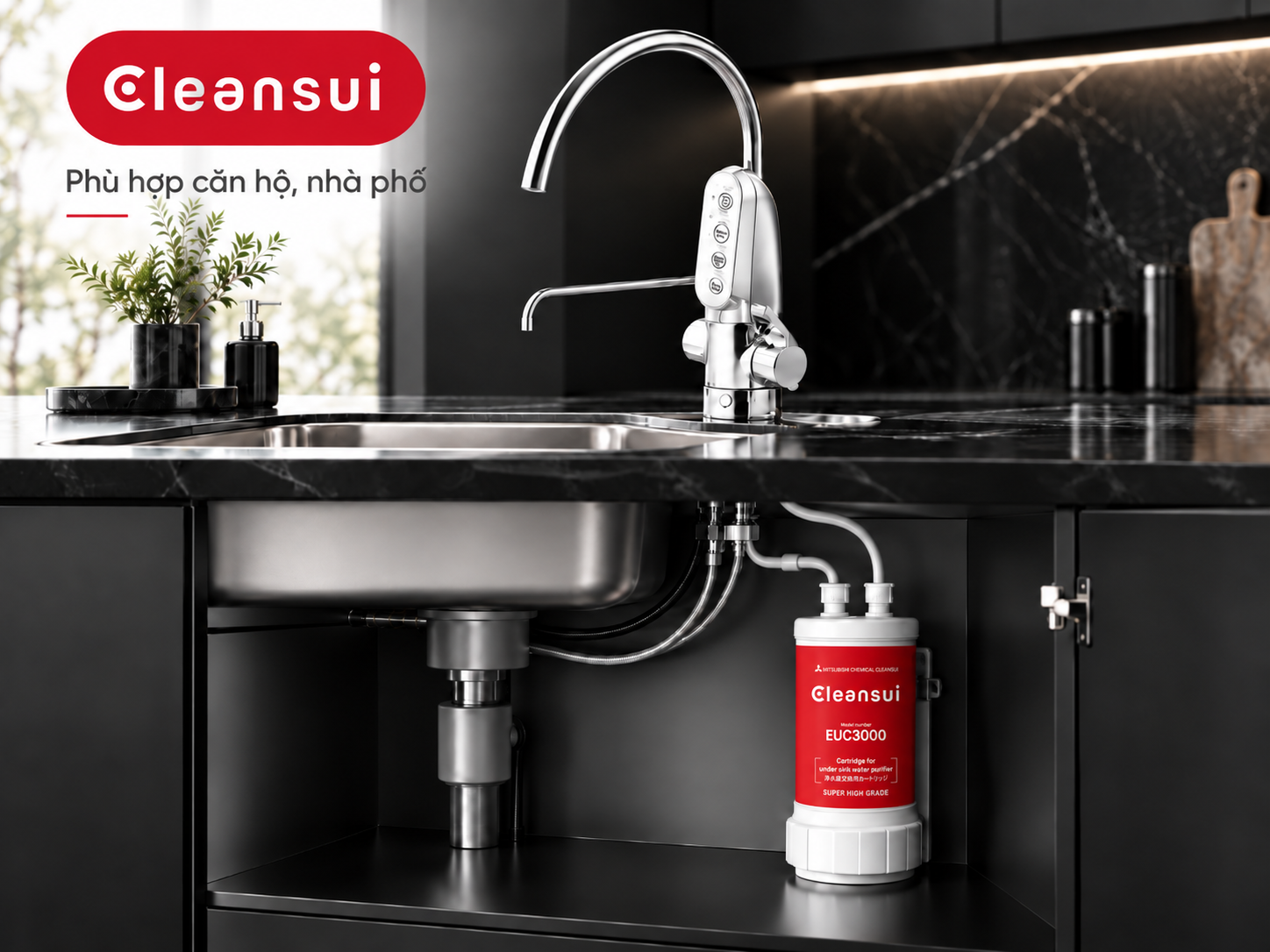Khảo sát lắp đặt máy lọc nước ion kiềm âm tủ bếp và dự toán vật tư thi công